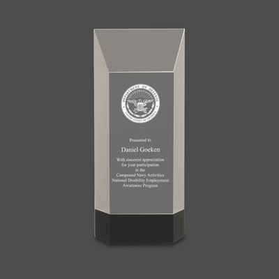 Clear Crystal Self-Standing Rectangle Award on Black Base (8½")