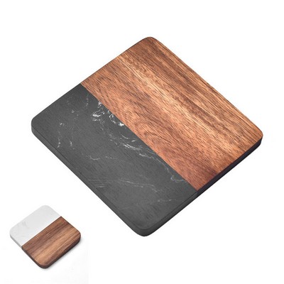 Marble and Acacia Coasters 3.9"*3.9"