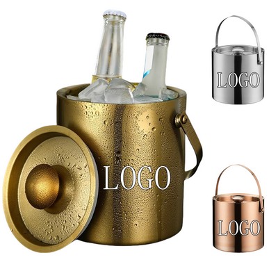Stainless Steel Insulated Ice Bucket W/Lid Handle