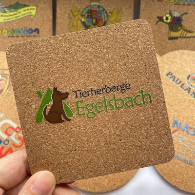 4" Square Full Color Printed Ultra Light Cork Coaster