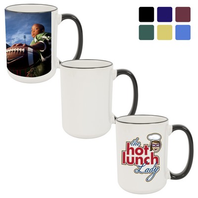 15 Oz. Ceramic Photo Mug - Rim & Handle Color