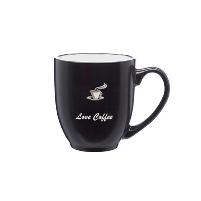 Two-Tone Black Matte Ceramic Mug, 16 Oz.