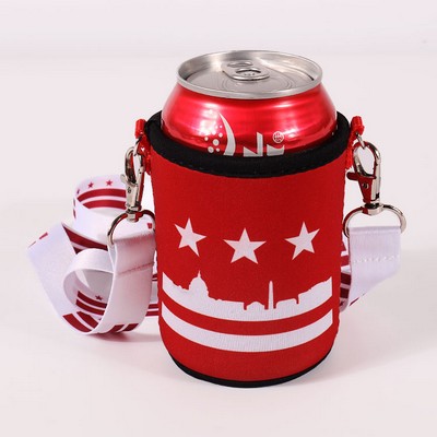 Custom Neoprene Can Sleeve With Lanyard