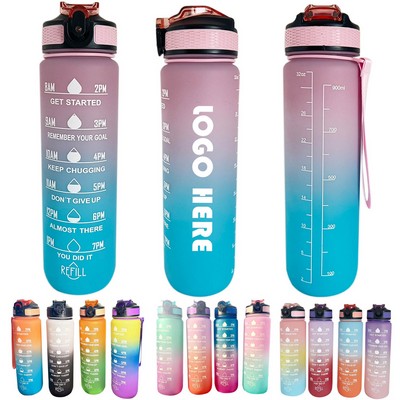 Customized 34 Oz Gradient-Colored Drinking Straw Sport Water Bottle