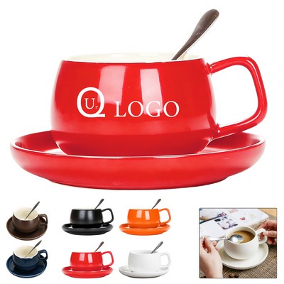 8oz Ceramic Two-tone Coffee Cup and Saucer Sets