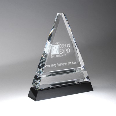 Clear Optic Crystal Tiered Pyramid on Black Base (Medium)
