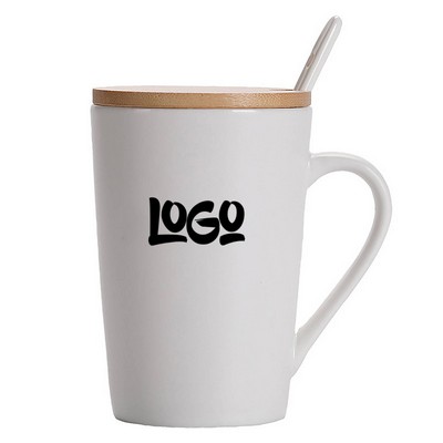 17OZ Ceramic Mug W/ Lid And Spoon Set