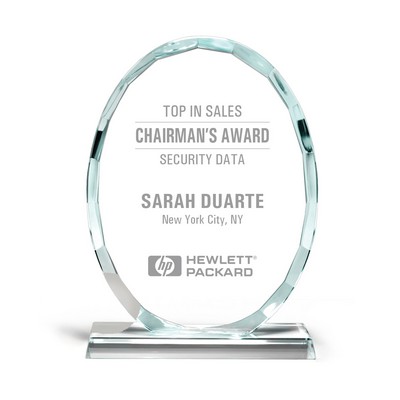 Faceted Edge Full Oval Crystal Award (6 1/4"x8 3/4")