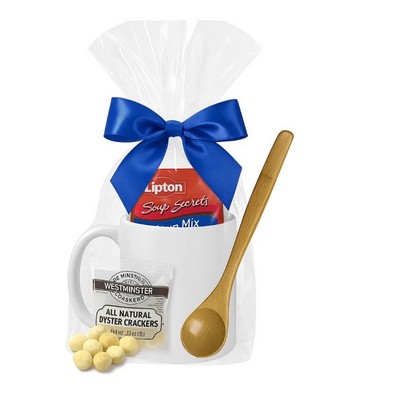 Soup Mug with Crackers and Spoon