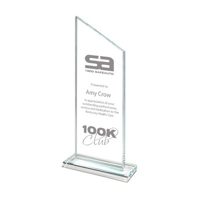 Straight Angle Top Shaped Clear Crystal Award (5"x10 1/2")