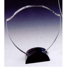 Black Optic Crystal Stately Award w/Half Round Base
