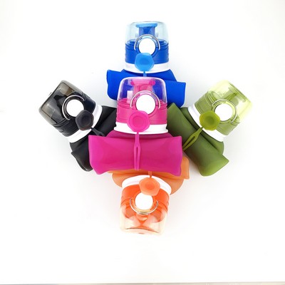 550ml 18oz Silicon Roll Up Collapsible Water Bottle