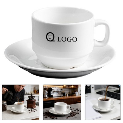 6.8 Oz Classic Porcelain Coffee Cup And Saucer Sets