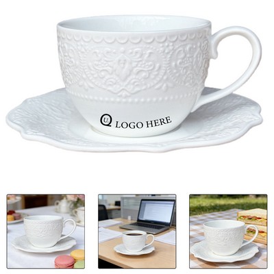 10 Oz Ceramic Coffee Cup And Saucer Sets