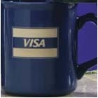 10 Oz. Blue Flared Lip Ceramic Mug w/Ear Shaped Handle
