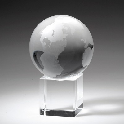 3 3/8" Crystal Globe on Cube Trophy Award