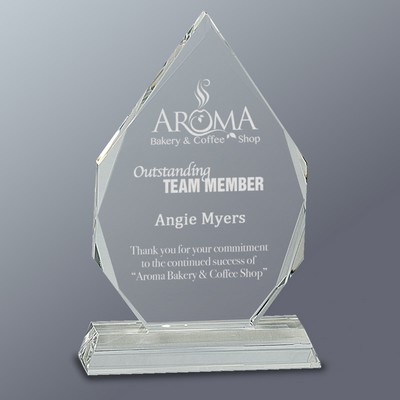 Crystal Diamond on Clear Pedestal Base, Small (7"H)