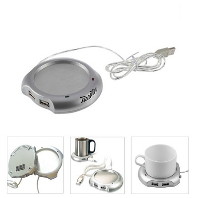 Cup Coaster Heater with 4 Port USB Hub
