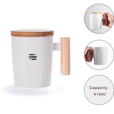 14oz Ceramic Mug with Lid and Handle
