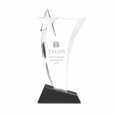 Crystal Wave Award with Silver Star on Black Crystal Base (5"x10 1/4")