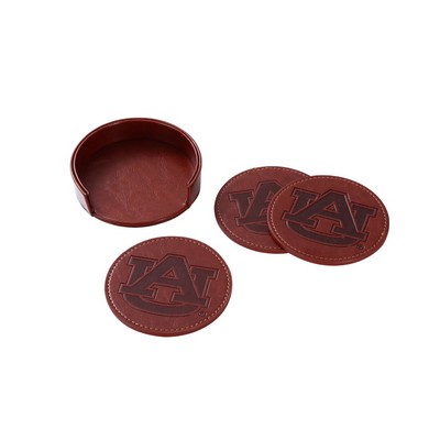 Genuine Leather Coaster Set with Holder