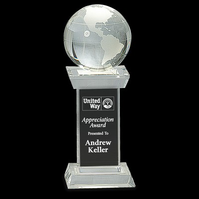 Crystal Globe on Clear Tower Award (8")