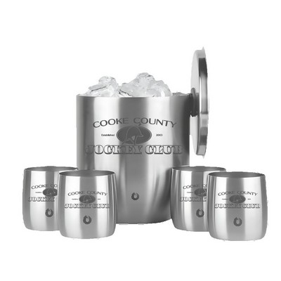 Snowfox Insulated Ice Bucket with Rocks Tumbler Set
