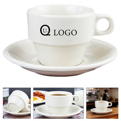 7.4 Oz Vertical-Handle Cup And Saucer Sets