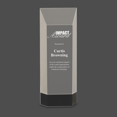 Clear Crystal Self-Standing Rectangle Award on Black Base (9½")