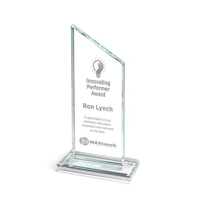 Straight Angle Top Shaped Clear Crystal Award (4"x8")