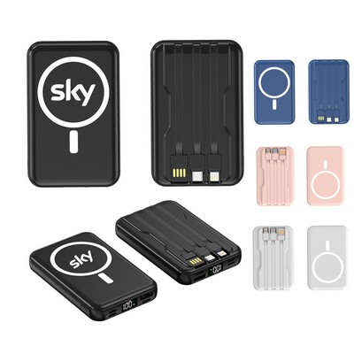 15W Fast Charging Magnetic Power Bank with Cables
