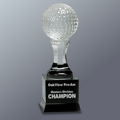 Dimpled Golf Ball on Black Pedestal and Base Award, 3"x9"