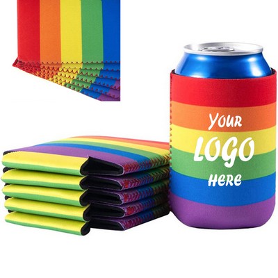Reusable Rainbow Can Cooler Sleeve for 12 oz Beverage Cans