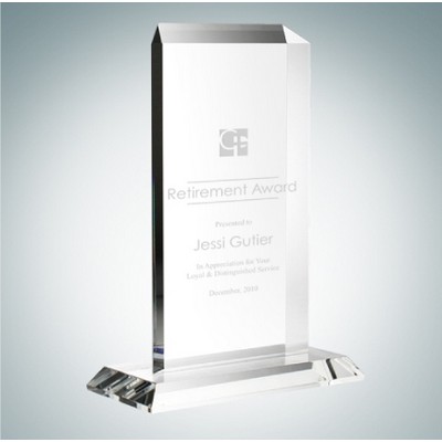 Vertical Rectangle Optical Crystal Award Plaque w/ Base (Medium)
