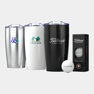 Titleist® 3-Ball Pro V1 Golf Balls & 20 Oz. Custom Tumbler Gift Set