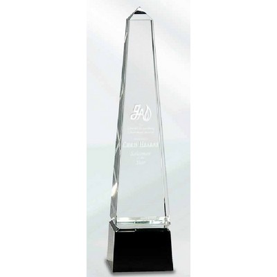 Crystal Obelisk w/ Black Pedestal Base / 12"