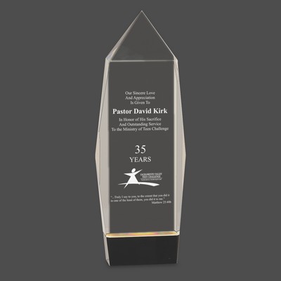 Clear Crystal Facet Rectangle Award on Black Base (7½")