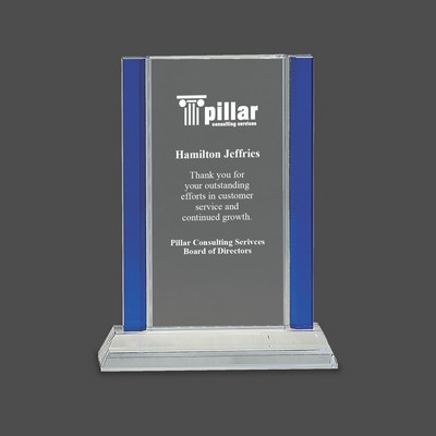 Blue 2-Edge Crystal Award on Clear Base (8½")