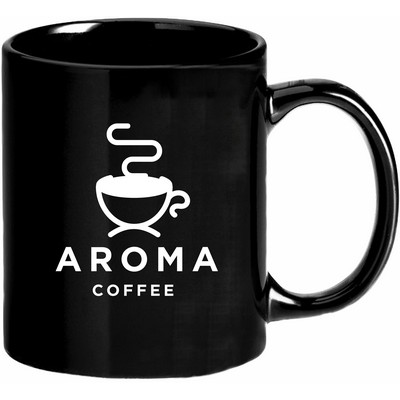 12 oz Black C-Handle Ceramic Coffee Mug