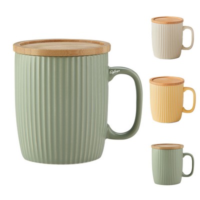 14oz Ceramic Coffee Mug with Vertical Stripes