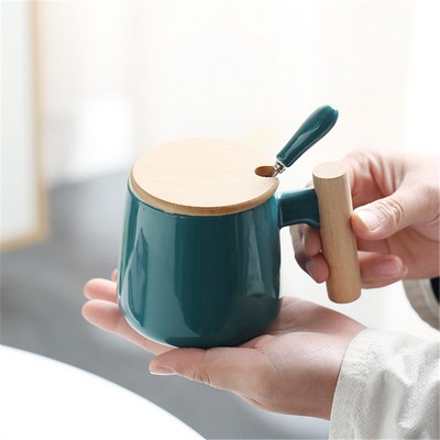 Ceramic Mug with Lid and Spoon