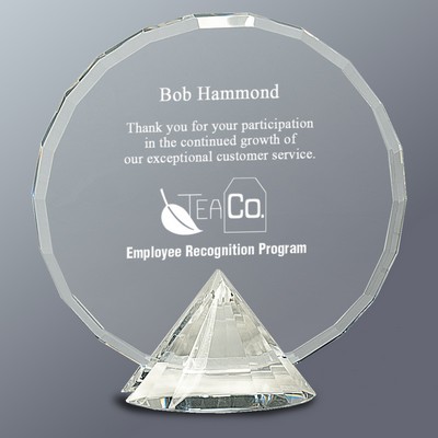 Round Crystal Circle on Clear Diamond Base, Large (7"x7-1/2"H)