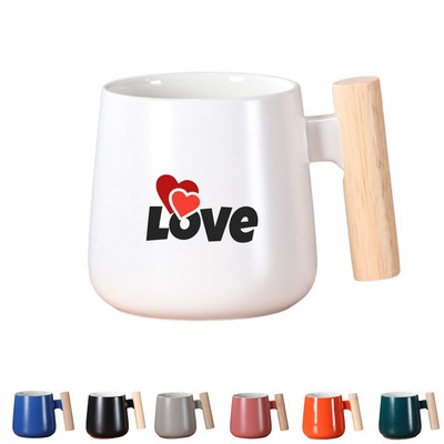 Wooden Handle Ceramic Mug
