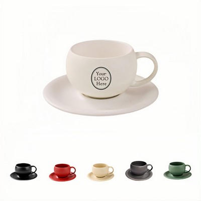 10 Oz. Ceramic Coffee Cup Set with Saucer
