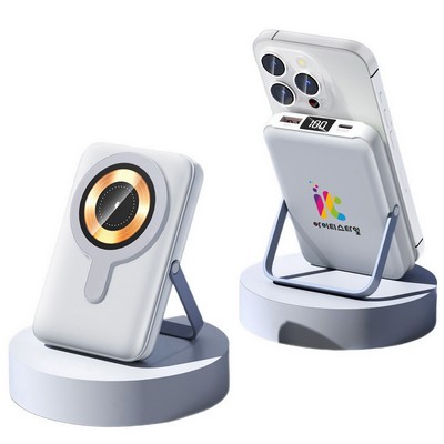Magnetic Power Bank 10000mAh , PD 22.5W Fast Charge,Foldable Stand,Dual USB Output,LED Display