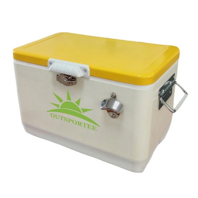 30L Portable Retro Metal Beverage Cooler with Bottle Opener