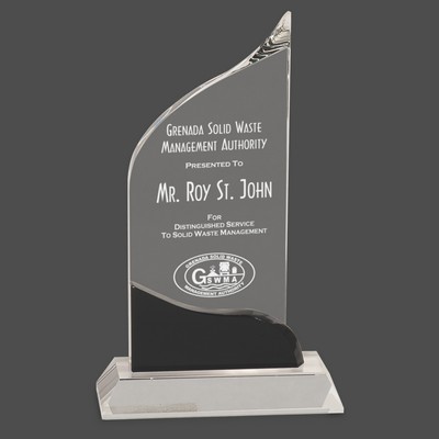 Clear Crystal Wave Award w/Black Accent (8½")