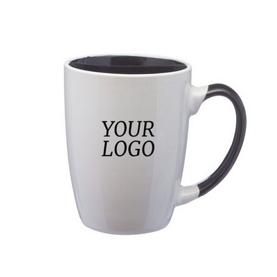 Two-Tone White Stoneware Mug, 12 Oz.