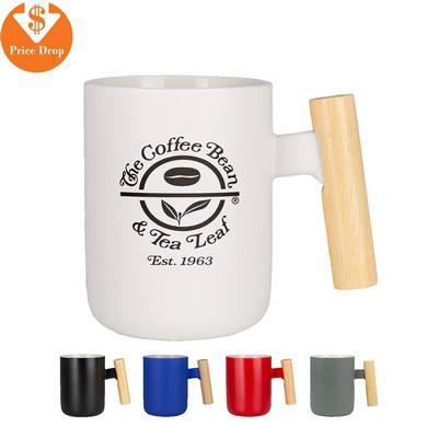 Tokyo 12 Oz Ceramic Mug with Wooden Handle