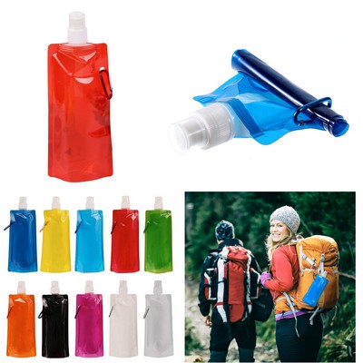 16 oz Collapsible Reusable Water Bag With Clip